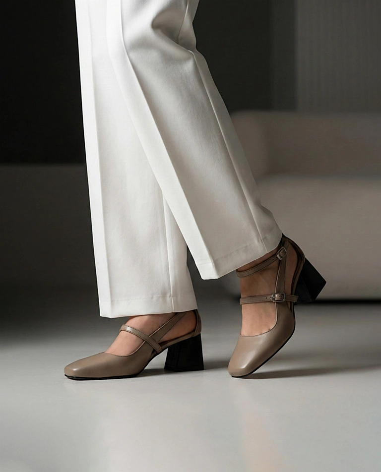 کفش  زنانه پاشنه دار چرم WS75004